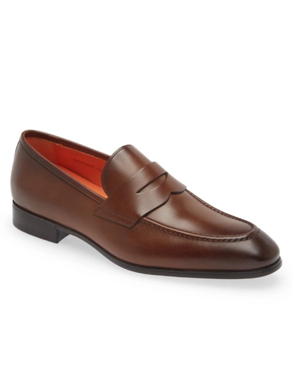 Santoni Gavin Men's Leather Penny Loafers Slip-On Shoes Brown Size 10 D - Italy